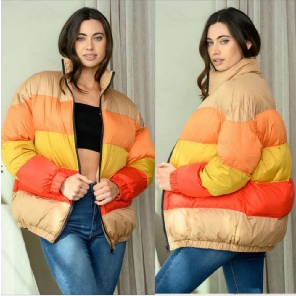 Color Block Puffer Jacket - Picture 1 of 7